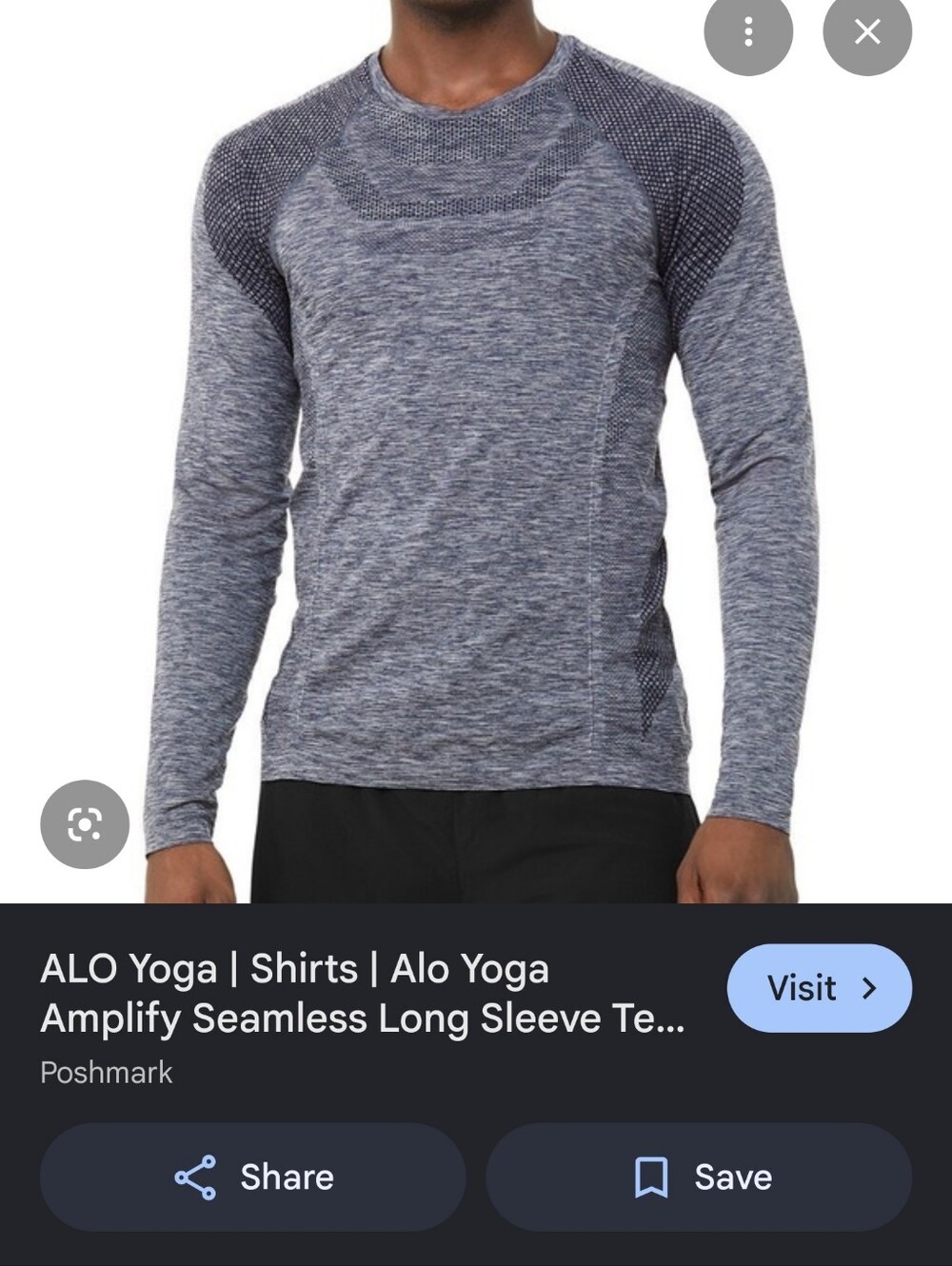 ALO Yoga Men’s AMPLIFY SEAMLESS Long Sleeve RaglAN BLUE Heather Charcoal